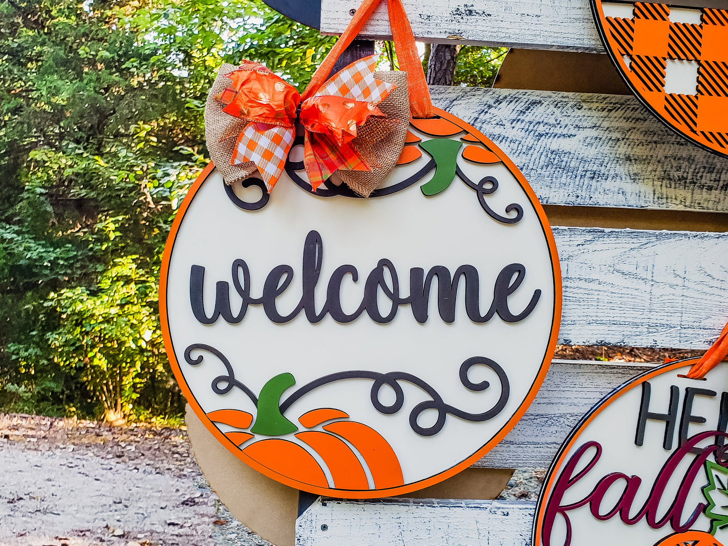 3D Welcome Elegant Pumpkin Door Hanger Unfinished Kit