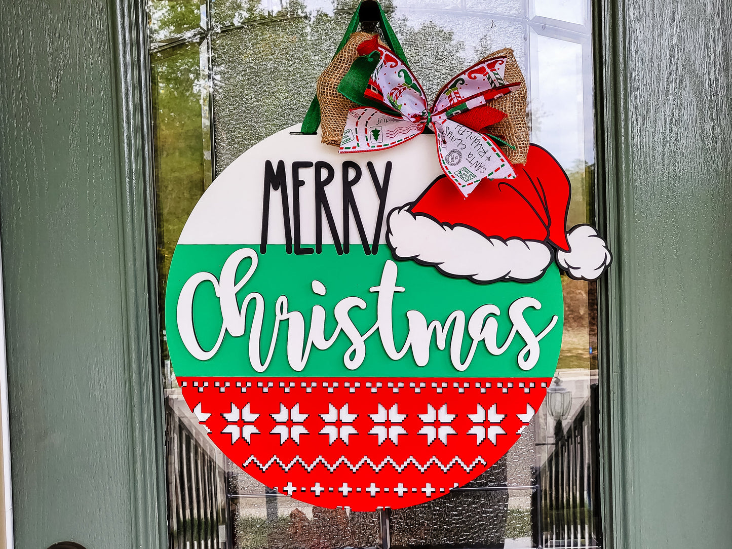 Merry Christmas Santa Hat and Sweater Door Hanger Unfinished Kit