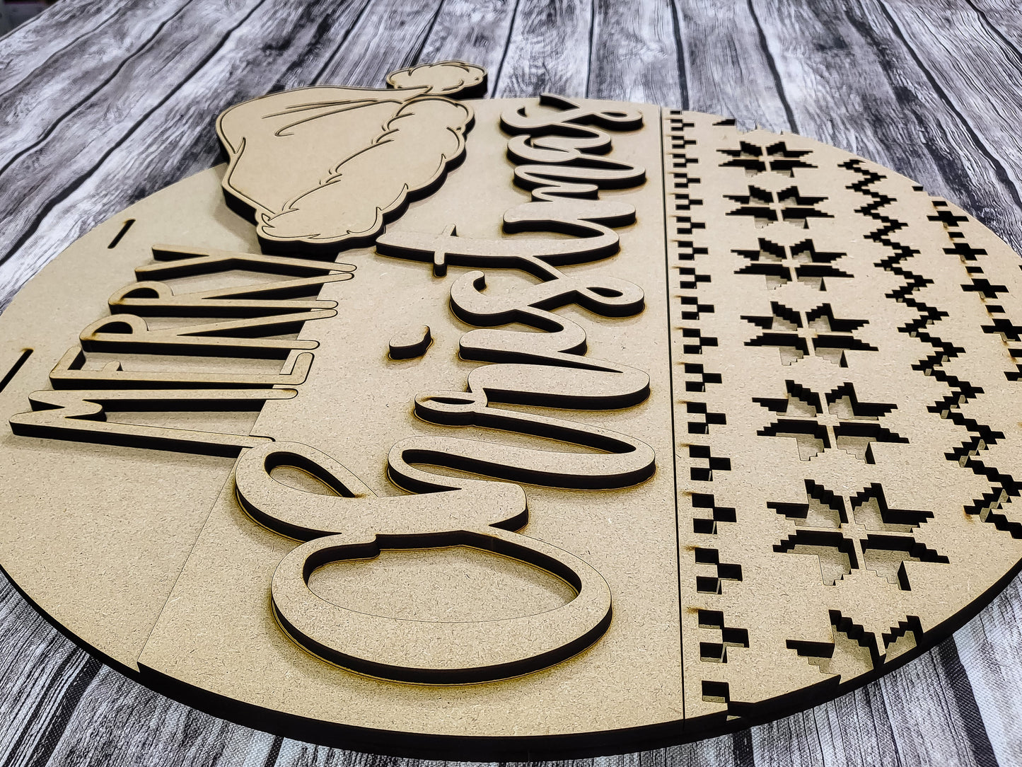 Merry Christmas Santa Hat and Sweater Door Hanger Unfinished Kit