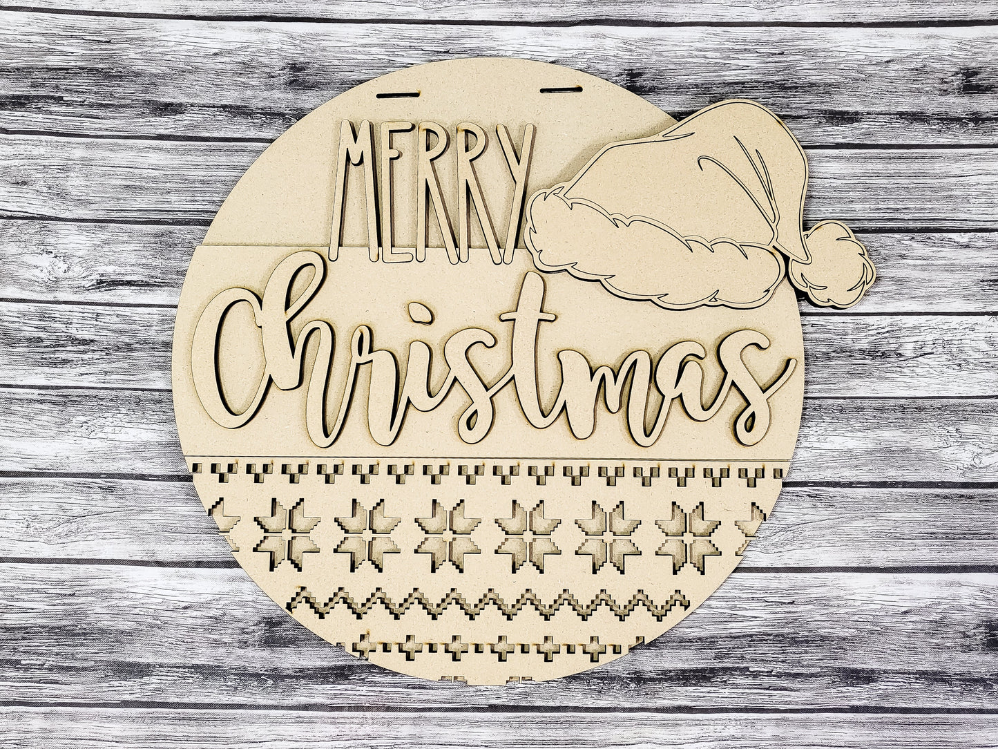 Merry Christmas Santa Hat and Sweater Door Hanger Unfinished Kit