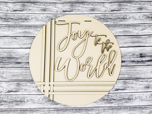 Joy to the World Stripes Door Hanger Unfinished Kit