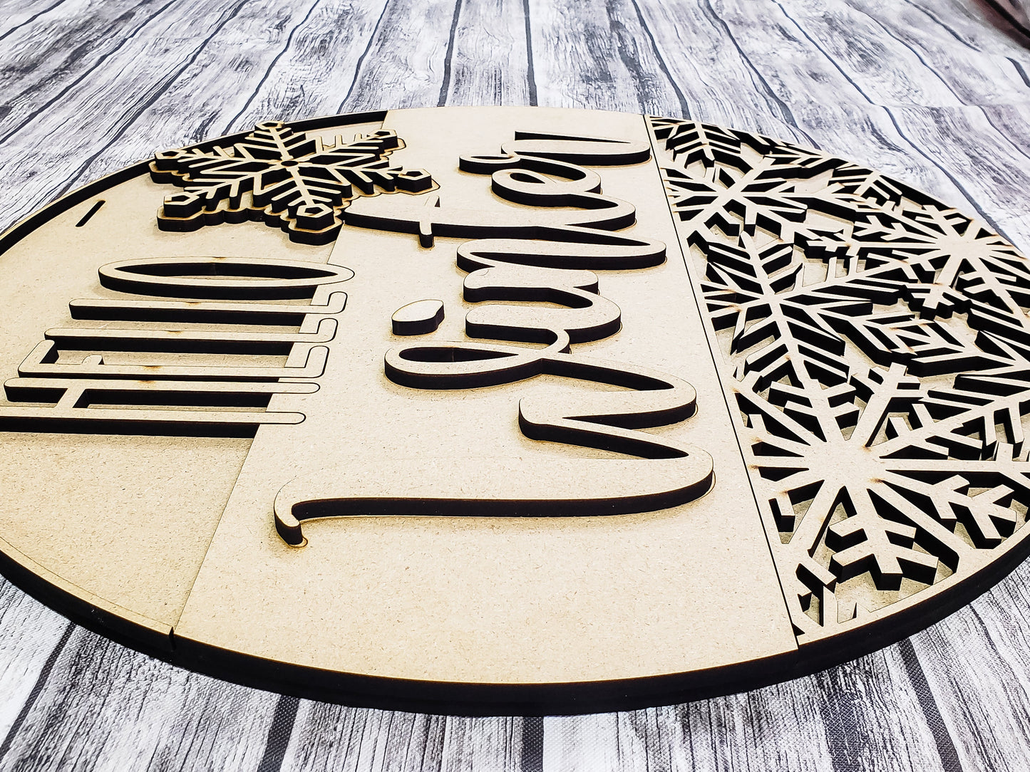 HELLO Winter Snowflake Door Hanger Unfinished Kit