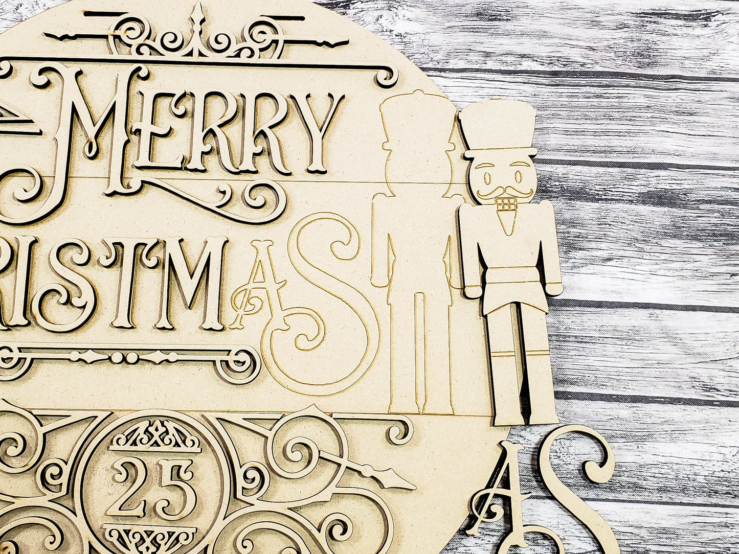 Merry Christmas Nutcracker Door Hanger Unfinished Kit