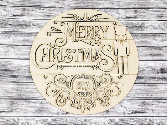 Merry Christmas Nutcracker Door Hanger Unfinished Kit