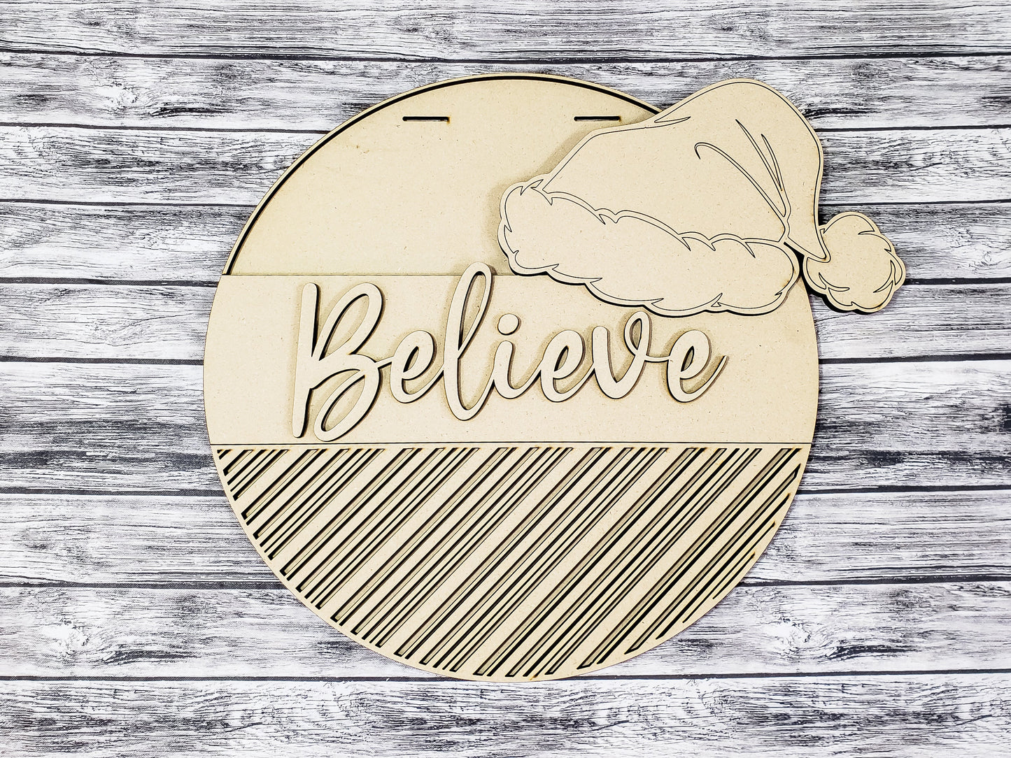 Believe Hat and Candy Cane Pattern Door Hanger Unfinished Kit