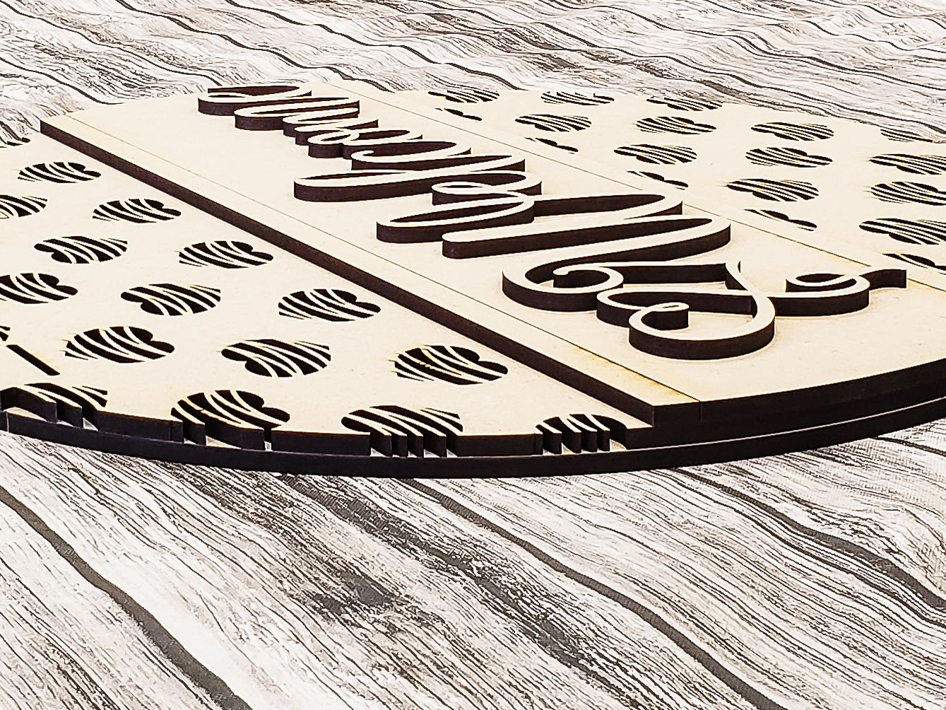 Welcome Scribble Heart Pattern Door Hanger Unfinished Kit