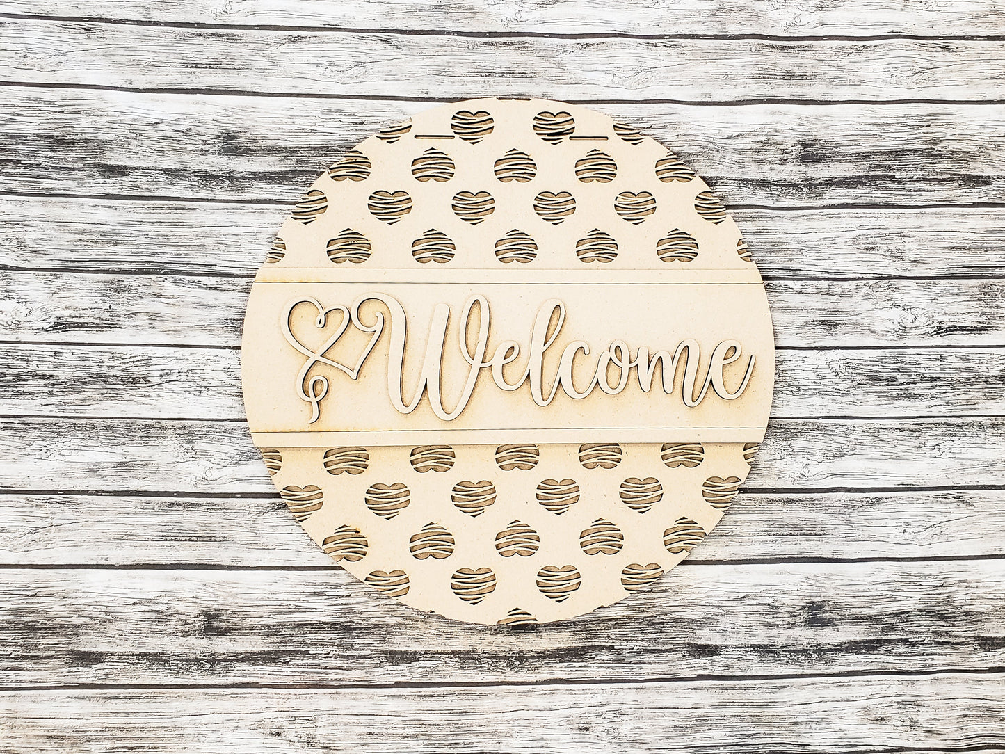 Welcome Scribble Heart Pattern Door Hanger Unfinished Kit