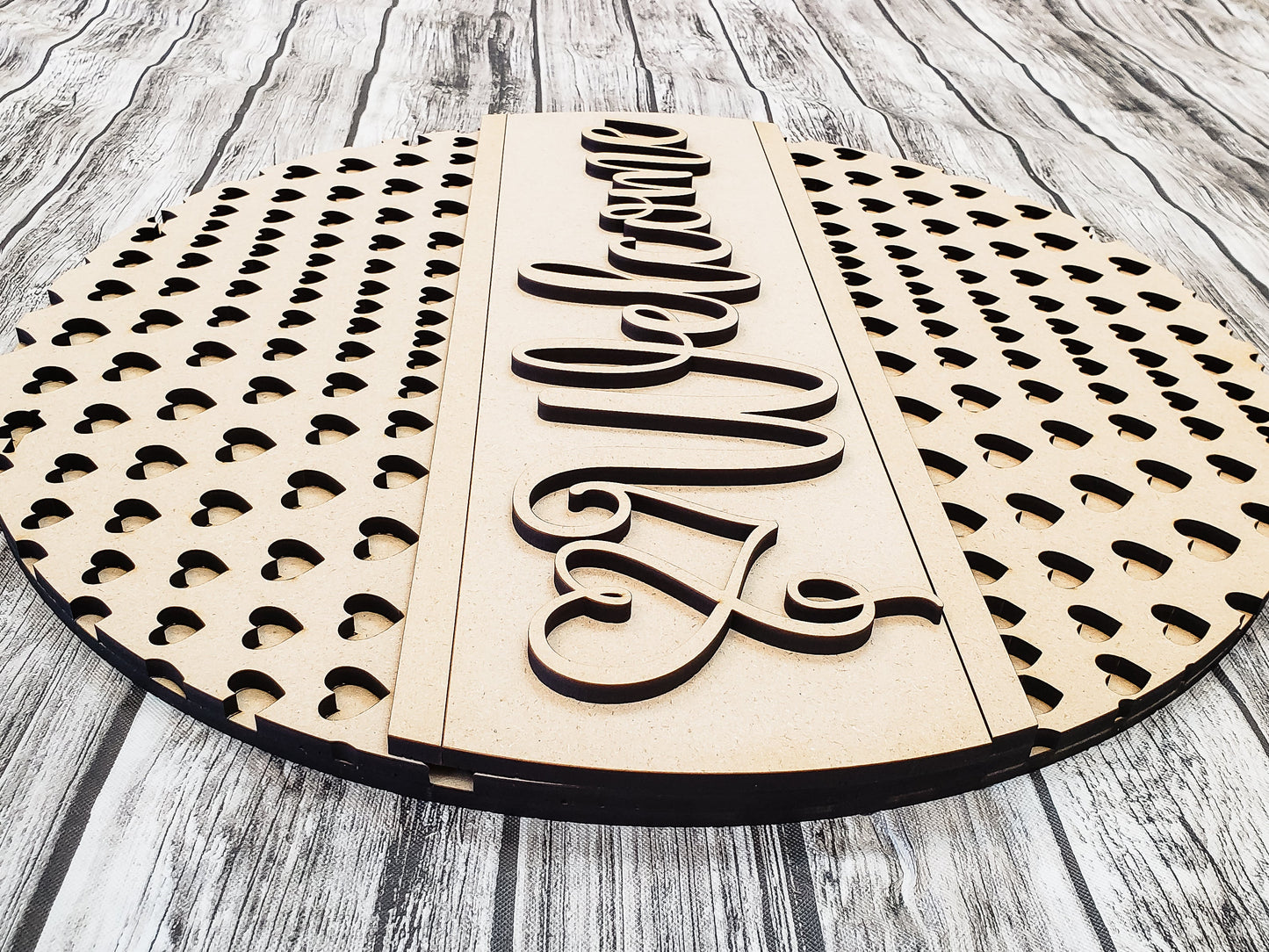 Welcome Small Heart Pattern Door Hanger Unfinished Kit