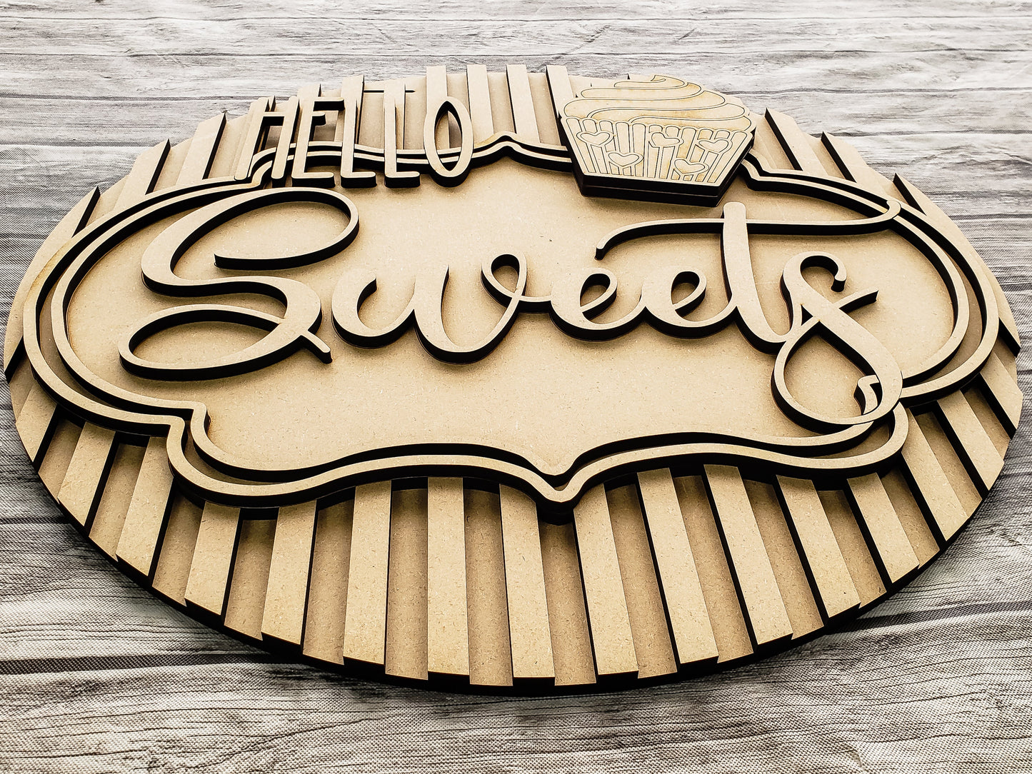 Hello Sweets Sign Door Hanger Unfinished Kit