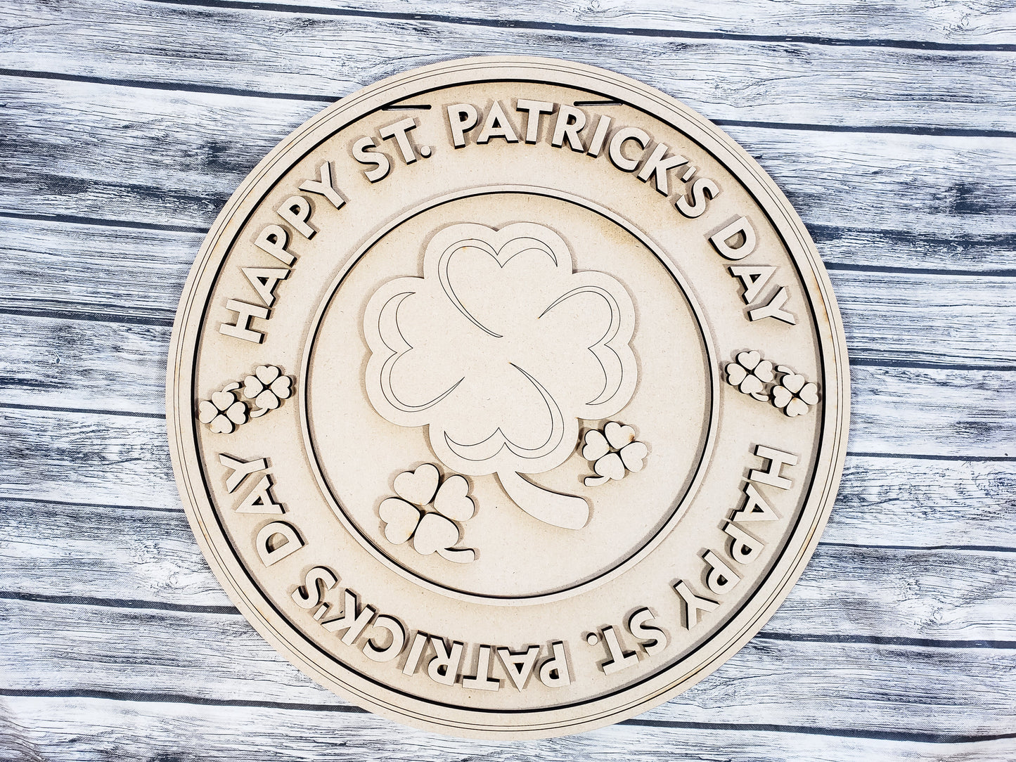 Happy St Patrick's Day Round Rings Door Hanger Unfinished Kit