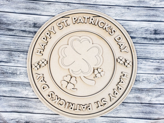 Happy St Patrick's Day Round Rings Door Hanger Unfinished Kit