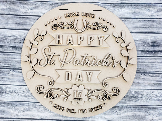 Irish Luck St Patrick's Day Door Hanger Unfinished Kit