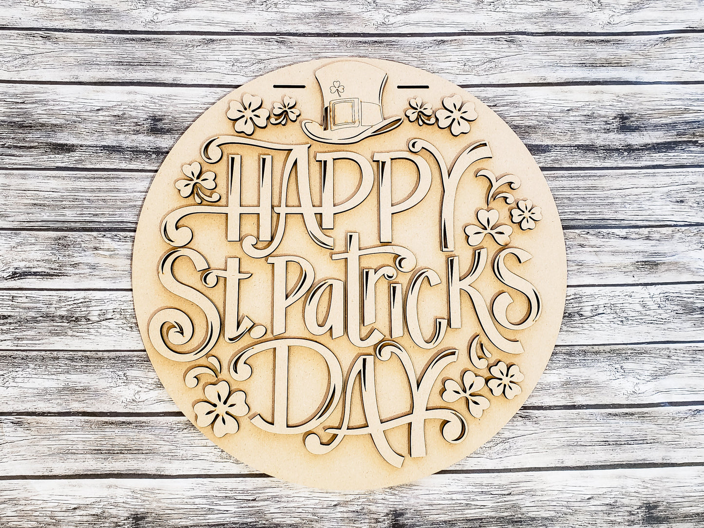 Happy St Patrick's Day Clover and Hat Door Hanger Unfinished Kit