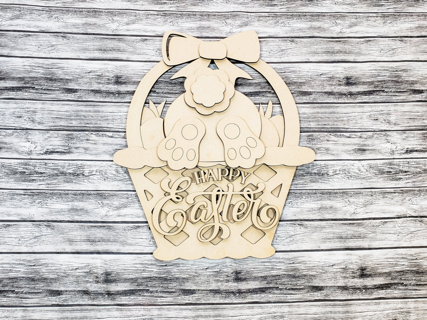 Hello Easter Bunny Butt Basket Door Hanger Unfinished Kit