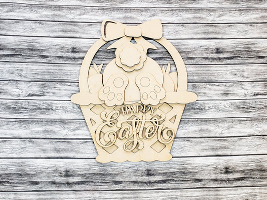 Hello Easter Bunny Butt Basket Door Hanger Unfinished Kit