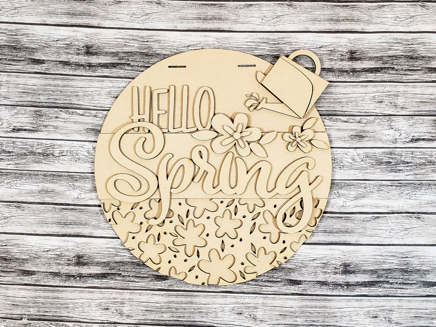 Hello Spring Watering Can Door Hanger Unfinished Kit