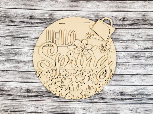 Hello Spring Watering Can Door Hanger Unfinished Kit