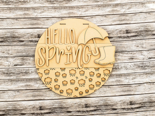 Welcome Spring Umbrella Door Hanger Unfinished Kit