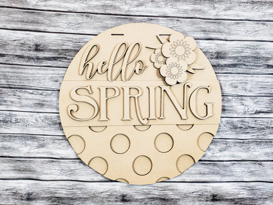 Hello Spring Polka Dots Door Hanger Unfinished Kit
