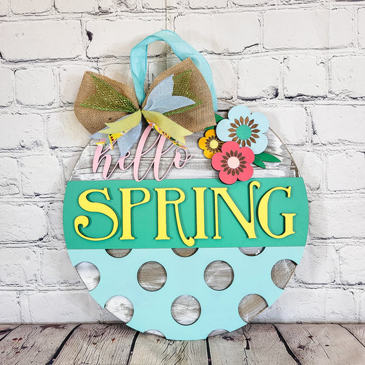 Hello Spring Polka Dots Door Hanger