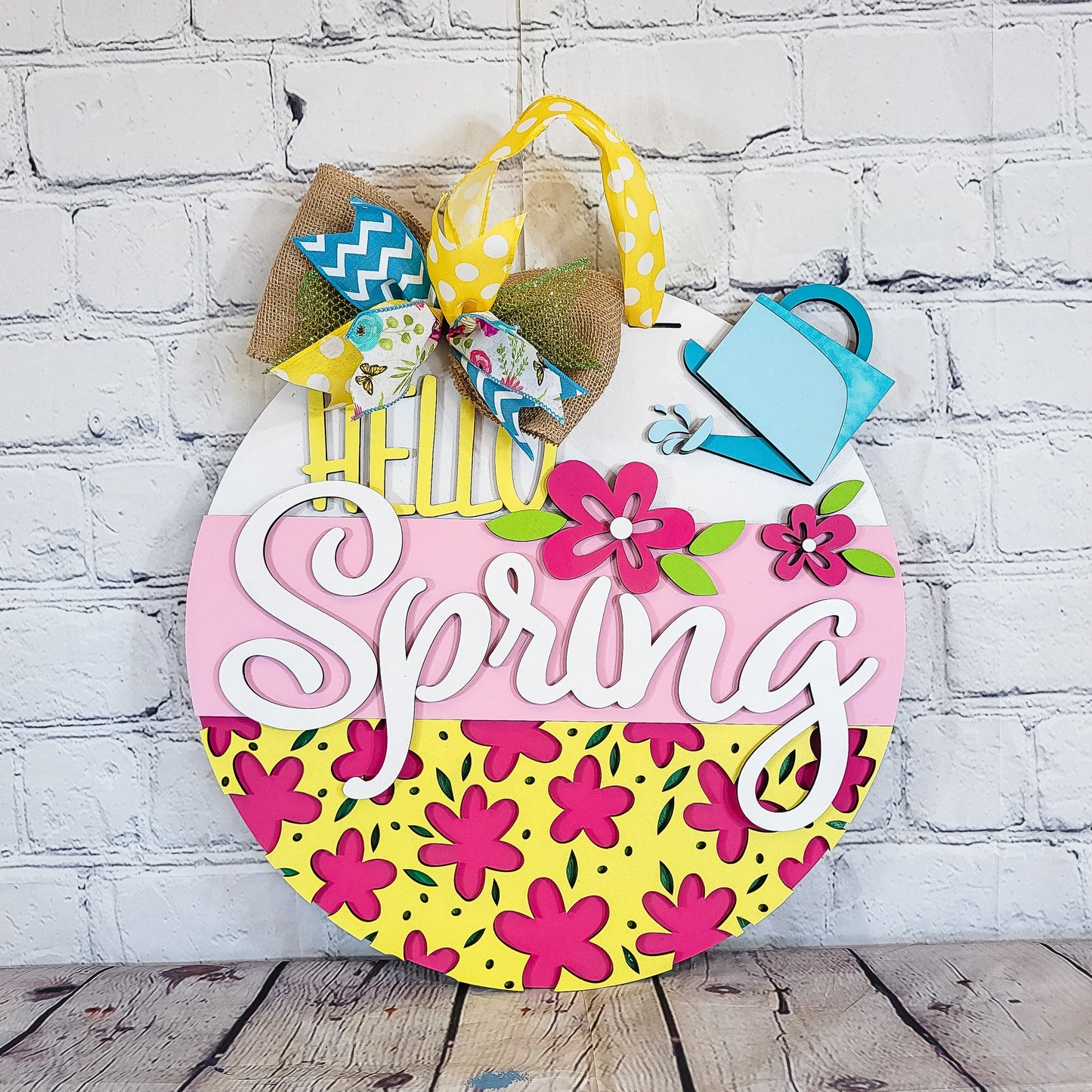 Hello Spring Watering Can Door Hanger