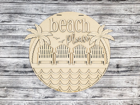 Beach Please Door Hanger DIY Unfinished Kit