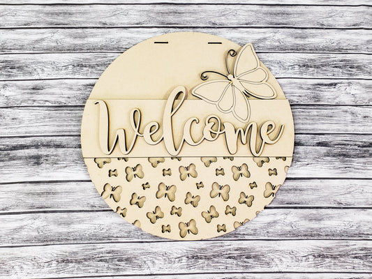 Welcome Butterfly Door Hanger Unfinished Kit