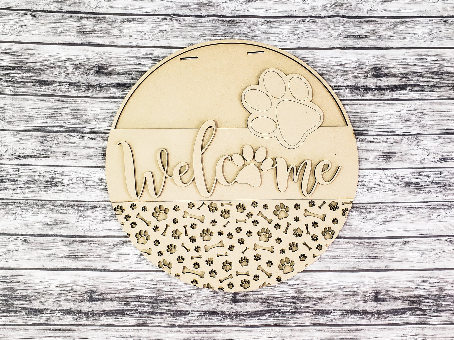 Welcome Dog Paws Door Hanger Unfinished Kit