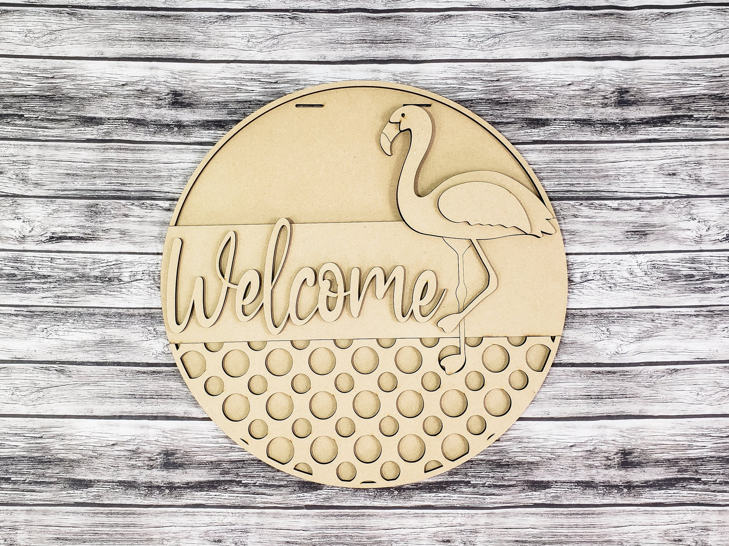 3D Flamingo Welcome Door Hanger Unfinished Kit