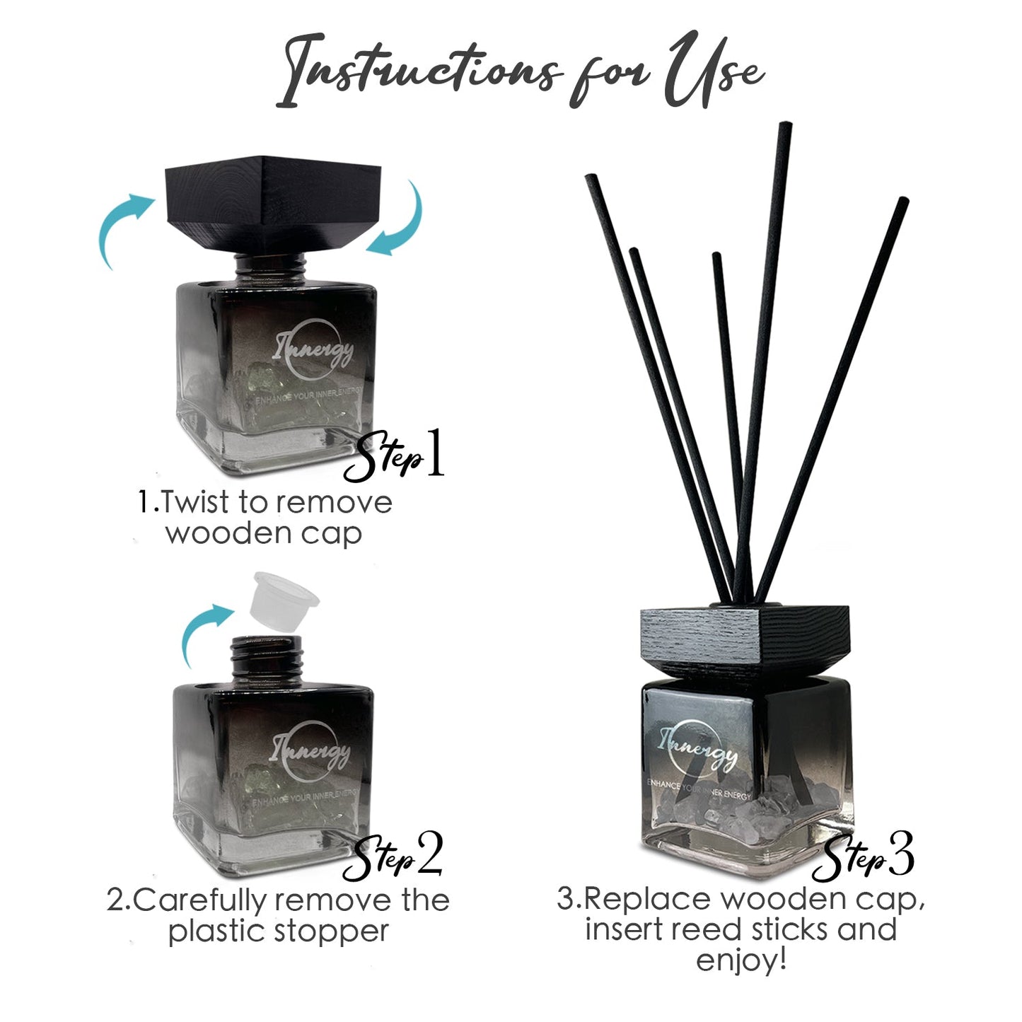 Cypress Mist Crystal-Enhanced Reed Oil Diffuser, 100ml