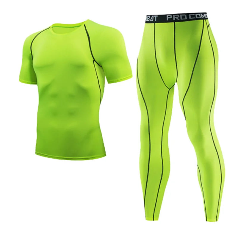 2-piece men's warm corset Ski warm suit jacket and trousers fitness running yoga athletes sports pants