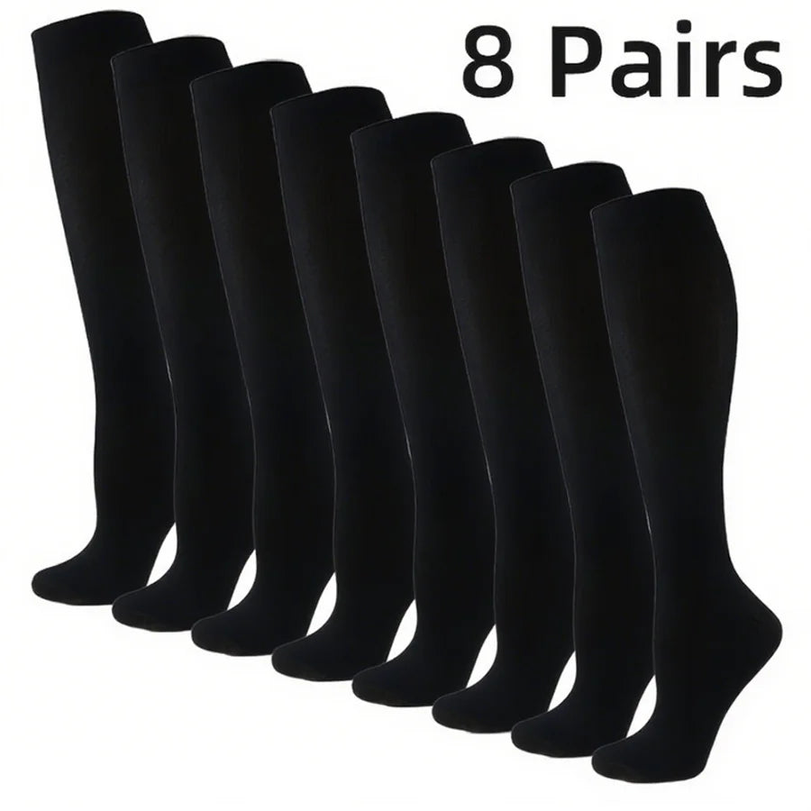 8 pairs compression socks for women and men-running, cycling, soccer, basketball sports