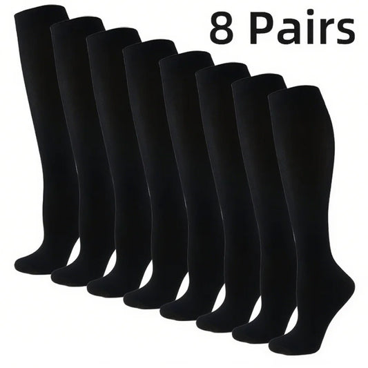 8 pairs compression socks for women and men-running, cycling, soccer, basketball sports