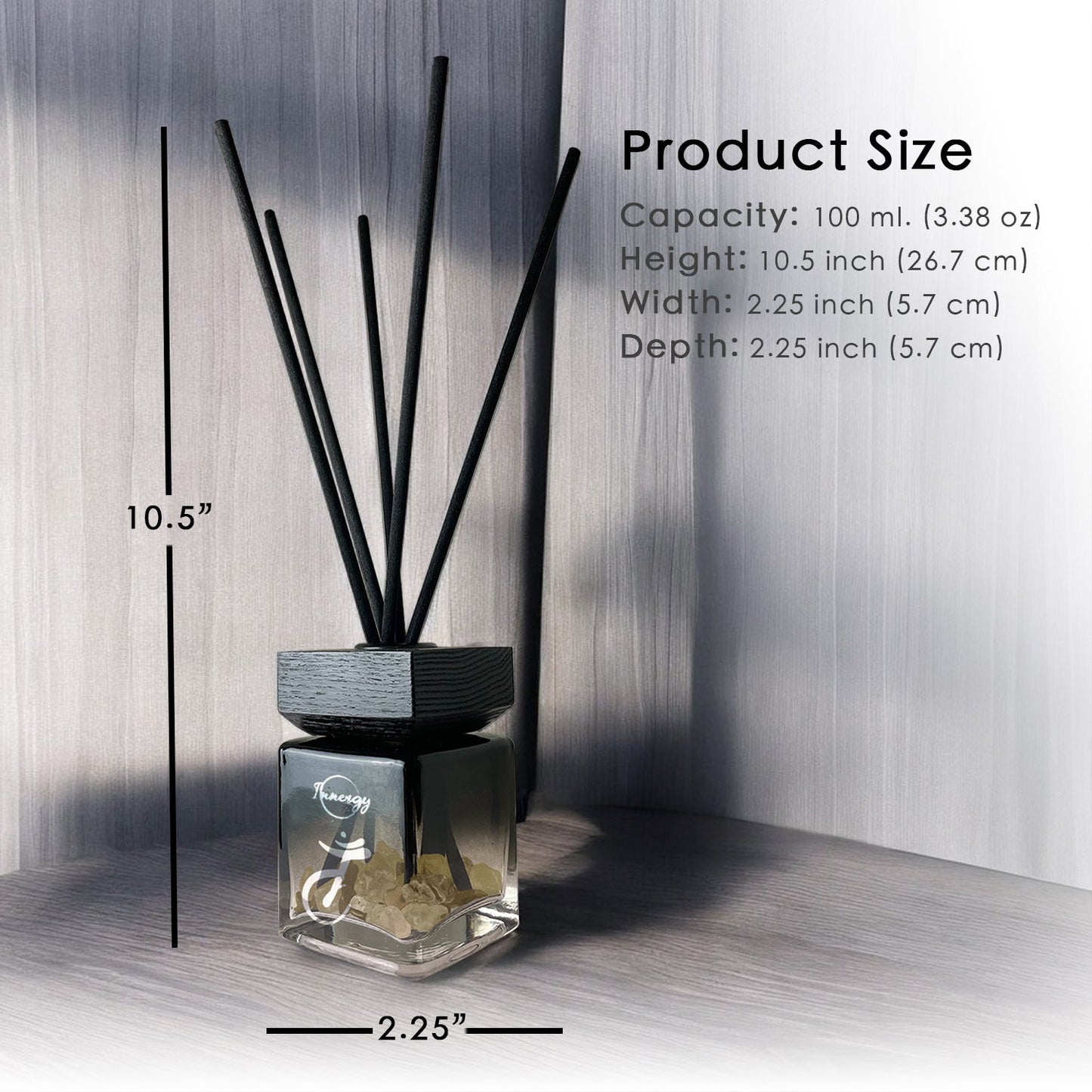 Solar Plexus Chakra Crystal-Enhanced Reed Oil Diffuser, Herbal Tranquility, 100ml