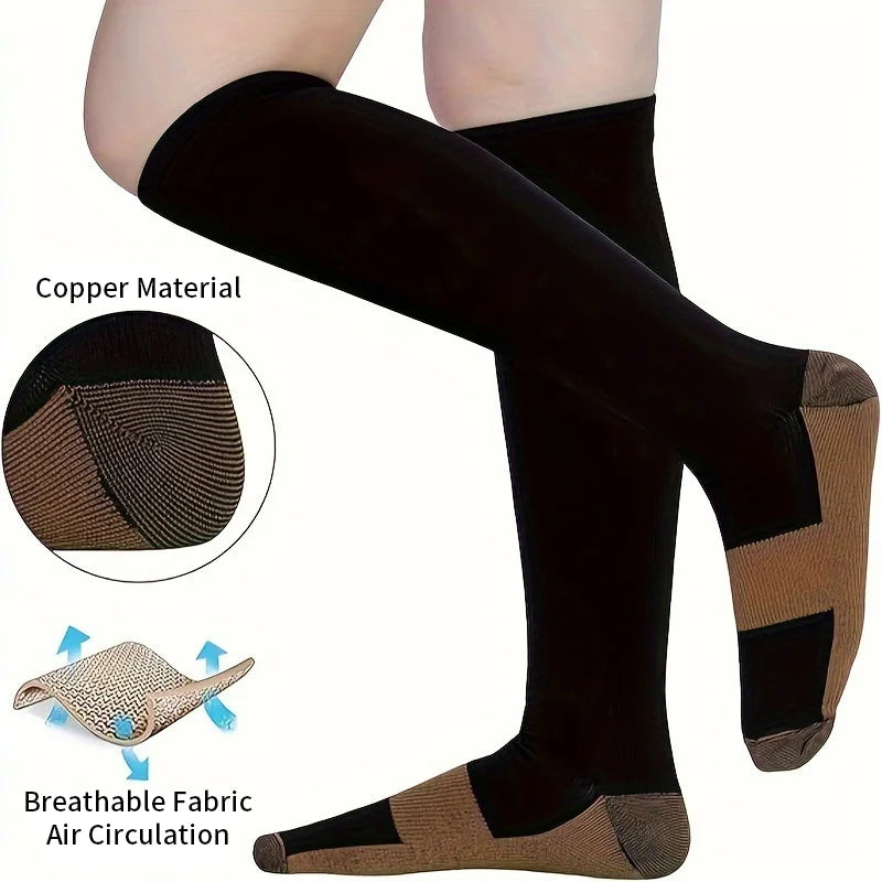 6 pairs copper fiber compression Unisex socks for running and traveling nurses and pregnant women mid-calf design