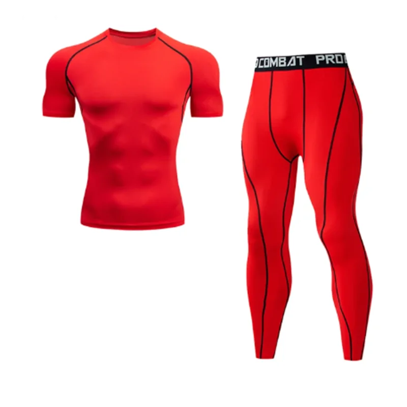 2-piece men's warm corset Ski warm suit jacket and trousers fitness running yoga athletes sports pants