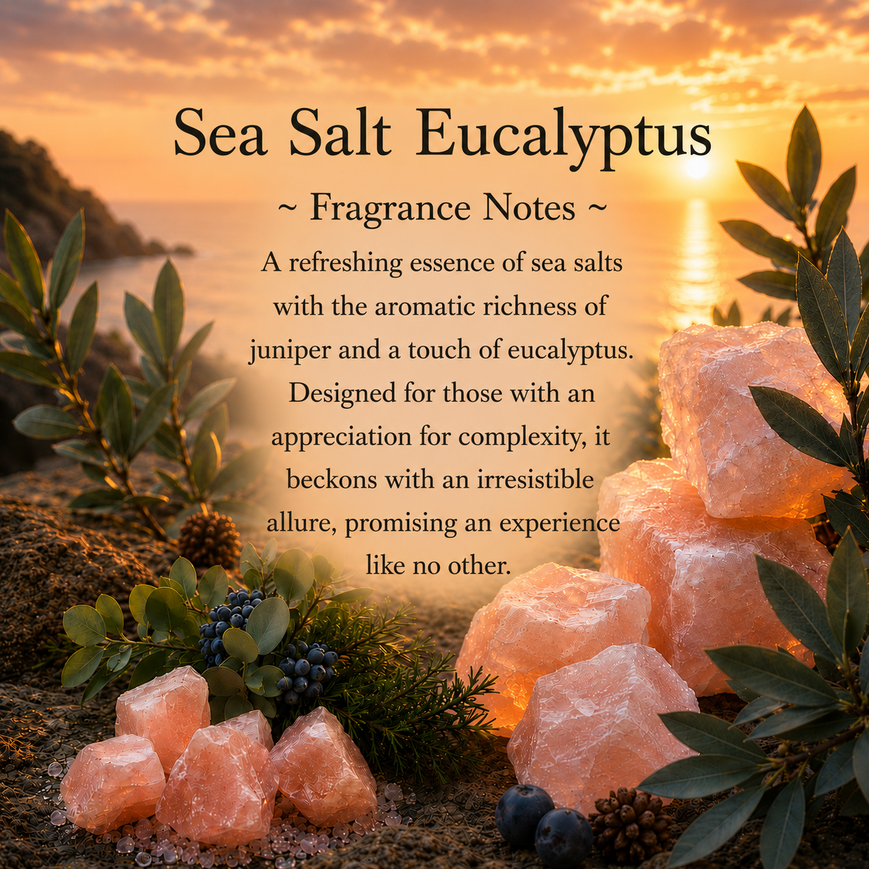 Sea Salt Eucalyptus Crystal-Enhanced Premium Coconut-Soy Wax Melts