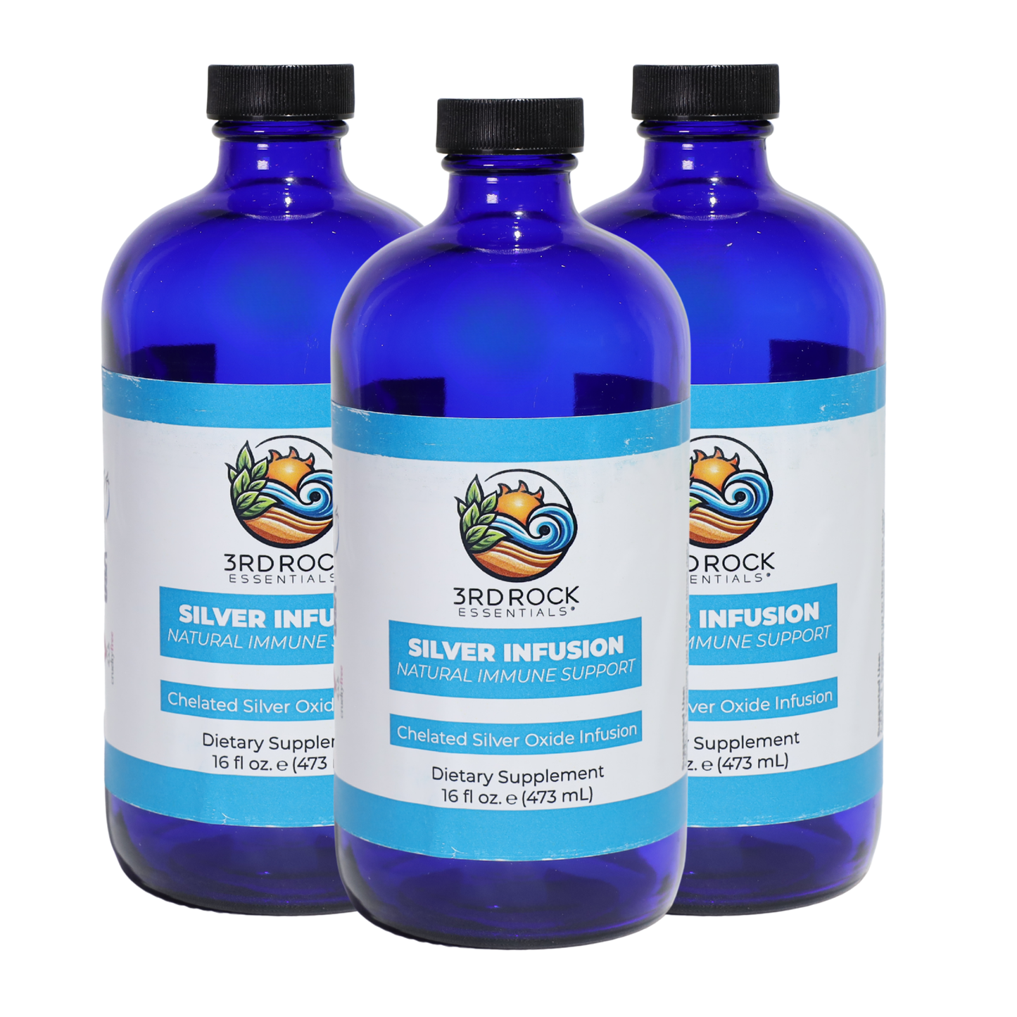 3rd Rock Essentials Silver Infusion – 150 PPM Chelated Silver Oxide Complex – 16 fl oz