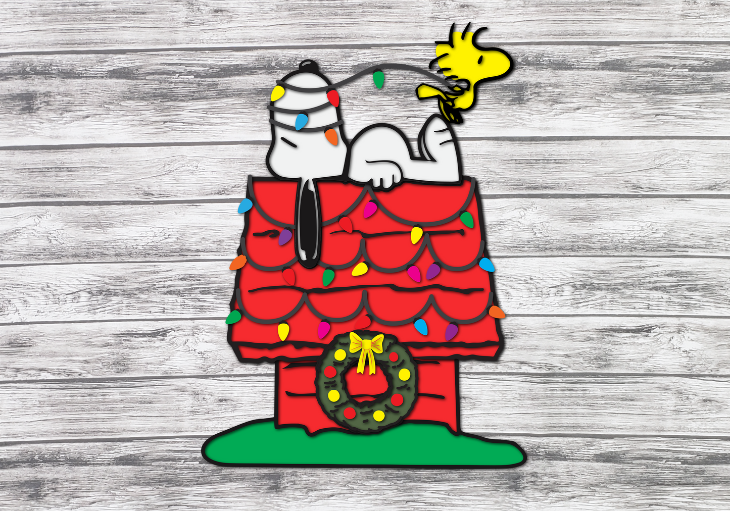Snoopy Christmas Lights Door Hanger DIY Unfinished Kit