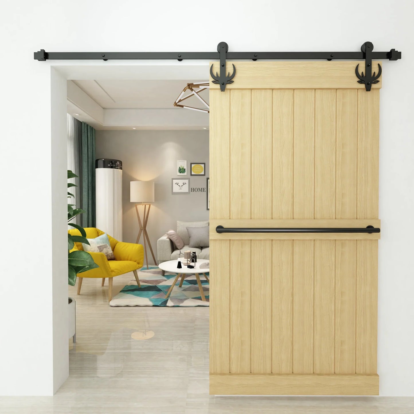 Buck Black Single Track Barn Door Hardware Kit
