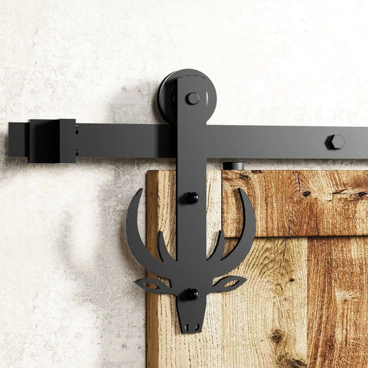 Buck Black Single Track Barn Door Hardware Kit