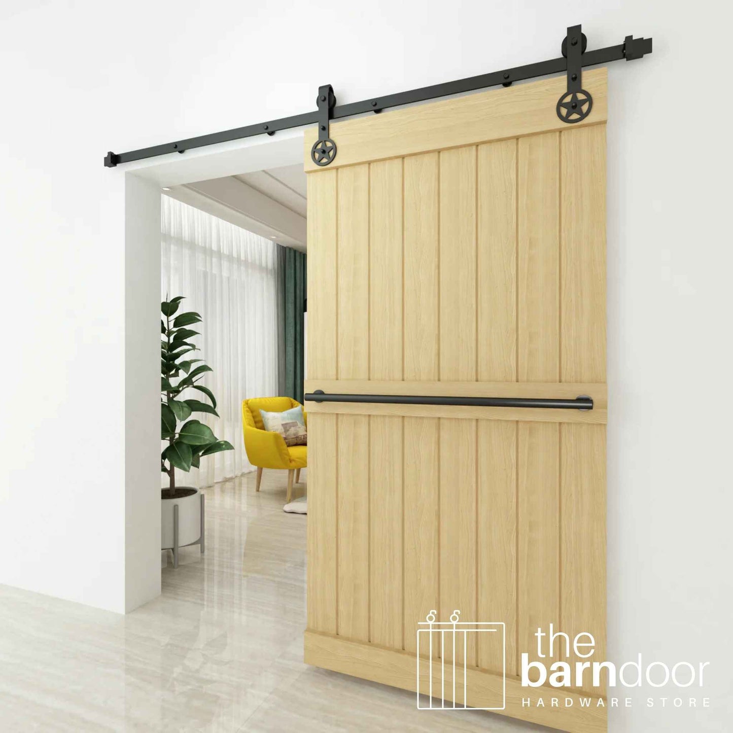 Star Black Single Track Barn Door Hardware Kit