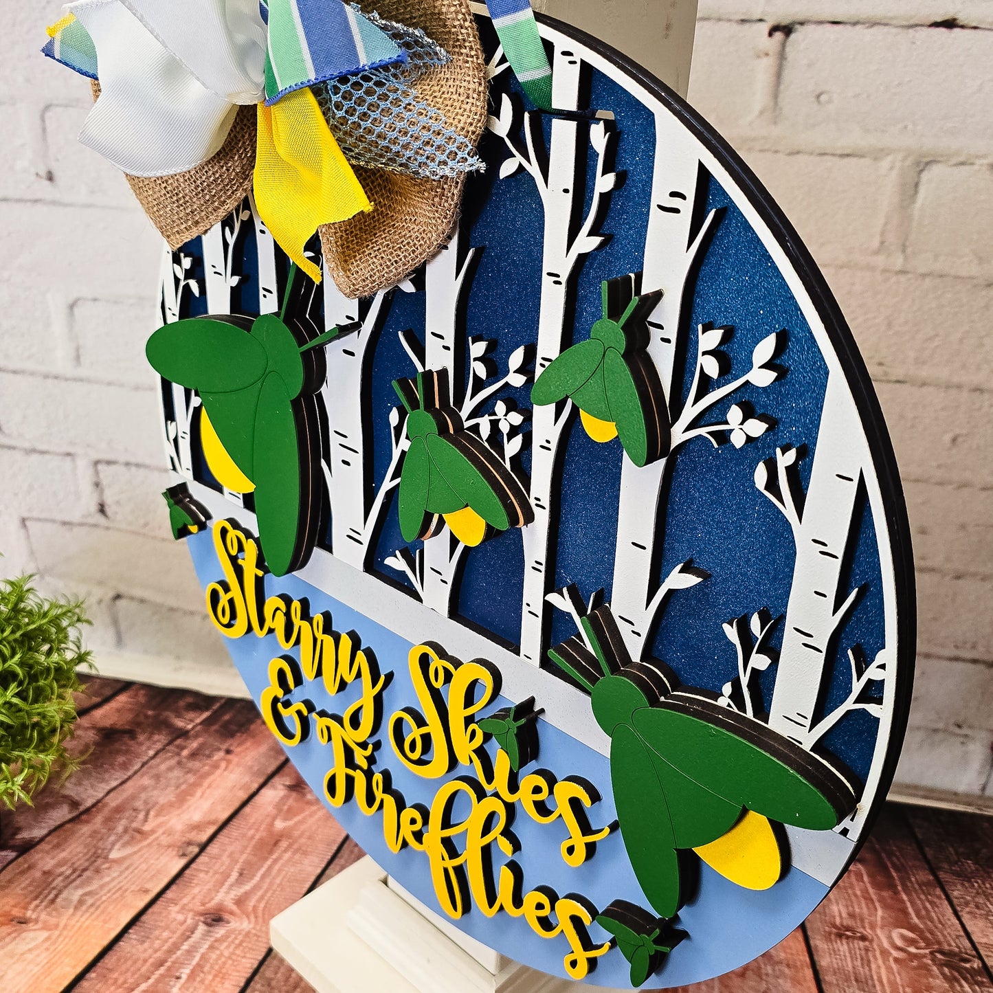 Starry Skies and Fireflies Door Hanger - Finished
