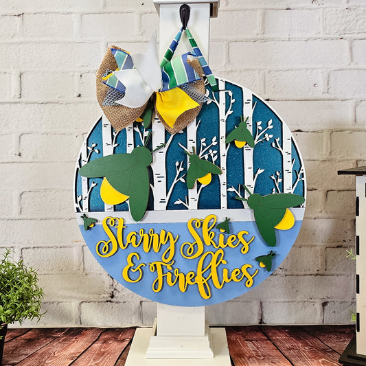 Starry Skies and Fireflies Door Hanger - Finished