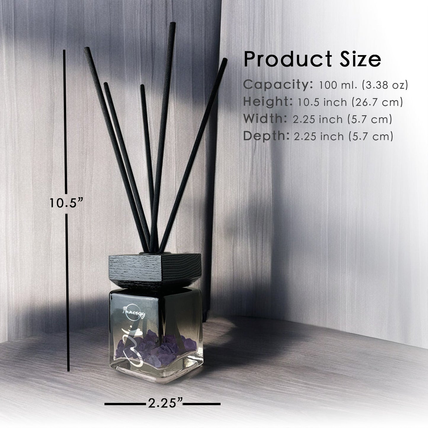 Third-Eye Chakra Crystal-Enhanced Reed Oil Diffuser, Cypress Mist Scent, 100ml