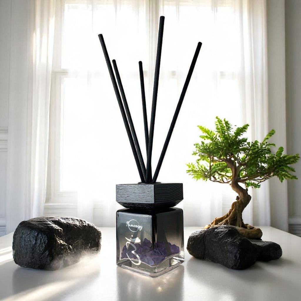 Third-Eye Chakra Crystal-Enhanced Reed Oil Diffuser, Cypress Mist Scent, 100ml
