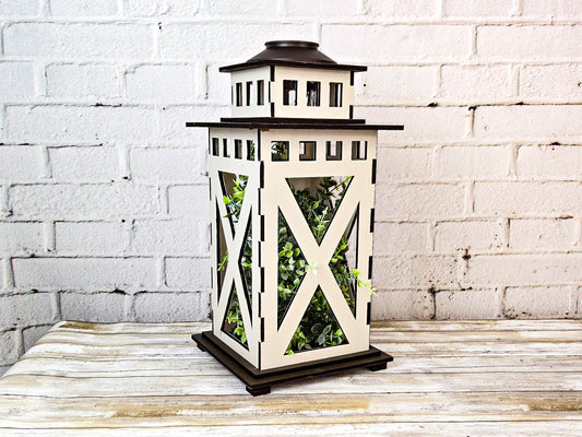 Farmhouse Solar Lantern - DIY Unfinished Kit - Lvl 2