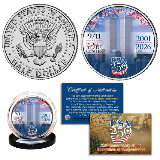 9/11 25th Anniversary + America's 250th Anniversary Commemorative JFK Half Dollar