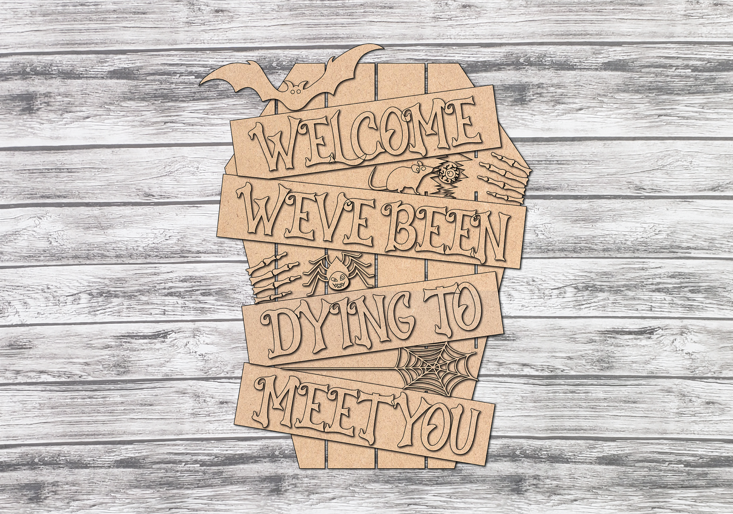 Halloween Welcome Coffin Door Hanger DIY Unfinished Kit