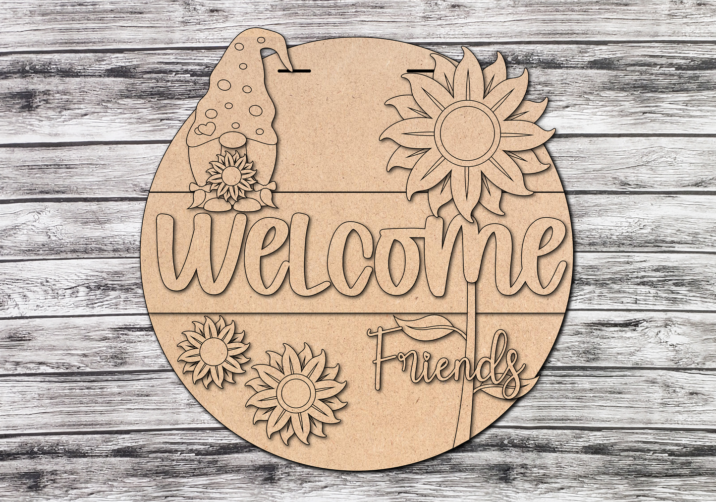 Welcome Sunflower Gnome Door Hanger DIY Unfinished Kit
